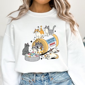 Antidepressant Cat Sweatshirt, Cat Mom Sweater, Funny Cat Hoodie, Cat Lover Gift, Therapist Crewneck, Cat Owner Gift, Mental Health Matter