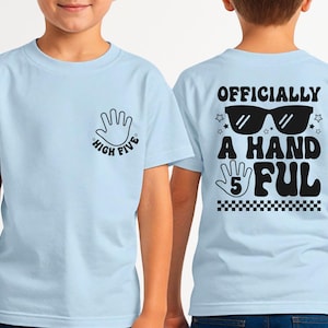 5th Birthday Shirt, Officially a Handful, 5th Birthday, Five Year Old Boy Shirt