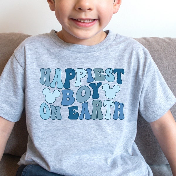 Happiest Boy On Earth Shirt, Colorful Blue Vacay Shirts, Kids Toddler Baby Boy Matching Tee, Best Day Ever Tee, Retro Vacation Shirt