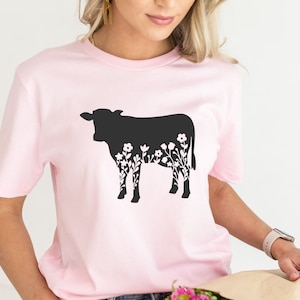 Floral Cow Shirt, Cow T Shirt, Farming Shirt, Farm Girl Shirt, Cow Lover Gift, Cow Farm Shirt, Country T Shirt, Dairy Farm, Cow Lover Shirt