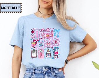 Camiseta de enfermera / Camiseta divertida con estampado médico / Camiseta linda para trabajadores de la salud / Regalo para estudiantes de enfermería / Ropa para el día a día con uniforme médico