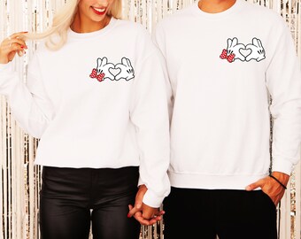 Mickey And Minnie Love Sweatshirt, Happy Valentines Day Shirt, Disney Matching Couples Sweatshirt, Disney Love Shirt, Matching Family Hoodie