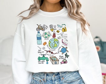 Save The Planet Sweatshirt, Earth Lover Hoodie, Enviromental Sweater, Recycle Hoodie, Global Warming Crewneck, Earth Awareness Sweater