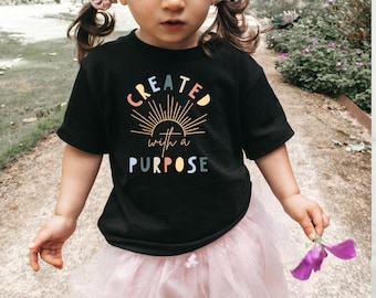 Created With A Purpose Shirt, Jesus Tee, Christian Shirts for Kids, Kids Christian Shirt, Religious Shirt, Sunday School Outfit Shirt