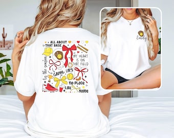 Custom Coquette Softball Shirt, Personalized Softball Gift, Softball Mom Shirt, Game Day Shirt, Mom Life Shirt, Softball Shirt, Gift For Her