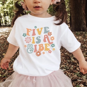 Five is a Vibe 5th Birthday Shirt, Fifth Birthday Natural Toddler & Youth Tee, 5th Birthday Toddler Shirt, Birthday Girl, Birthdsy Boy Tee