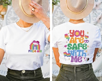 You Are Safe With Me Shirt, Pride Ally Shirt, Ally T Shirt, Shirt For Ally, Gay Pride Shirt, Pride Ally Rainbow, Gift For Pride Tee