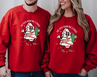 Boojee Out Here Lookin Like A Snack Sweatshirt, Little Debbie Christmas Tree Cake Sweater, Christmas Tree Cake Hoodie, Christmas Crewneck