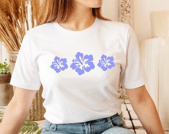 Hibiscus Flower Shirt, Summer Vacation Shirt, Beachy Tshirt, Trendy Shirt, Preppy Clothes, Oversized Tee, Indie Retro, Beach Aesthetic Shirt