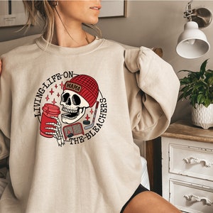 Living Life on the Bleachers Mama Sweatshirt, Skull Hoodie, Skellington Coffee, Sports Mama Sweater, Gift For Mama, Wrestling Mama Crewneck
