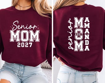 Personalized Senior Mom 2027 Sweatshirt, Custom Graduation Hoodie, Senior Crewneck for Mama