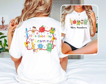 Camiseta personalizada para profesores / Camiseta con nombre personalizado para el aula / Camiseta "Es un buen día para aprender" / Lindo regalo para útiles escolares