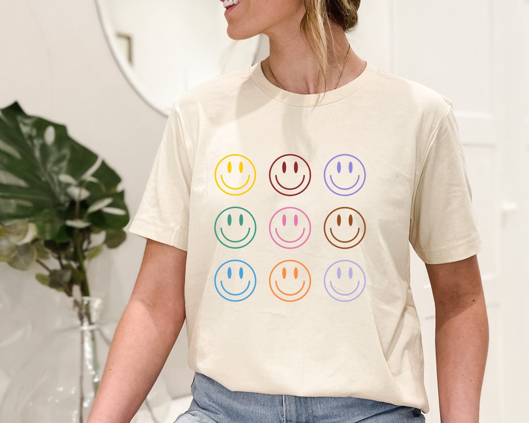 Smiley Faces Shirt Gift for Positivity, Happy Face Aesthetic Gift, Good ...
