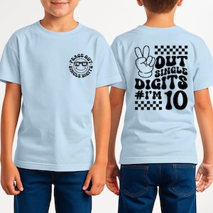 10th Birthday Boy Shirt, Peace Out Single Digits, Kids Birthday Shirt, Peace Out Single Digits I&#39;m 10 Shirt