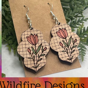 Spring Tulip Flower Earring Svg File - Glowforge Ready - Laser Engrave Cut-----SVG ONLY----