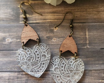 Heart Mandala Earring Svg File - Glowforge Ready - Laser Engrave Cut-----SVG ONLY----