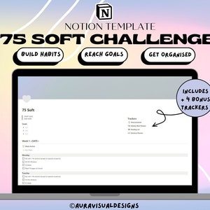 75 Soft Notion Template | Habit Tracker, 75 Hard Digital, Customisable, Digital Planner, Aesthetic, Health Challenge, Goal Keeper