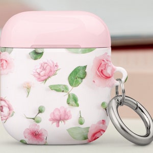 Pink Roses Floral Airpods Case, Rose Flowers, Case, Airpod Case With Keychain, Airpods Accessories, Cute AirPods®