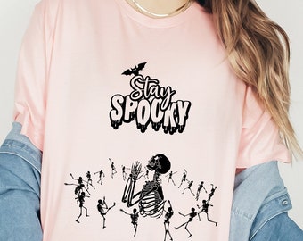 Tanzendes Skeleton Halloween T-Shirt, Gruseliges T-Shirt
