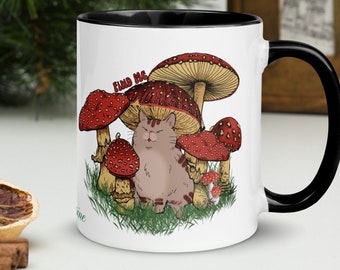 Taza personalizada con diseño de hongos Cottagecore: taza de té de cerámica colorida