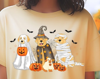 Comfort Colors Halloween Dog Shirt, Spooky Ghost Dogs Tee