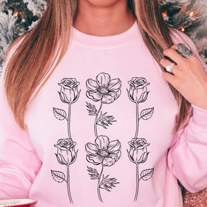 Blooming Beautifulness Sweatshirt - Unisex Crewneck with Floral Design, Perfect for Nature Lovers