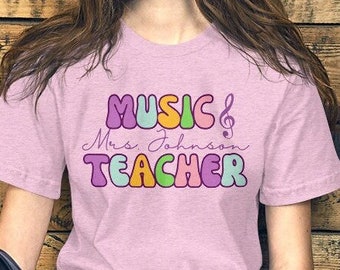 Camiseta personalizada para professor de música: presente personalizado de volta às aulas