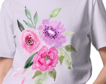 Organic cotton watercolor floral T-shirt