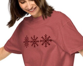 Felpa con fiocco di neve ricamato Comfort Colors, pullover natalizio
