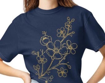 Comfort Colors Golden brown Wild Flowers Outline Heavyweight t-shirt
