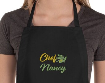 Custom Embroidered Personalized Olive Leaf Apron
