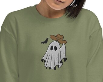 刺繍入りウエスタンゴーストスウェットシャツ、ハウディハロウィン