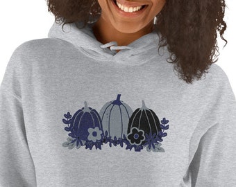 Sudadera con capucha de calabaza bordada: sudadera acogedora para el otoño