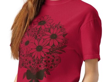 Hand-Drawn Flowers Comfort Colors heavyweight t-shirt