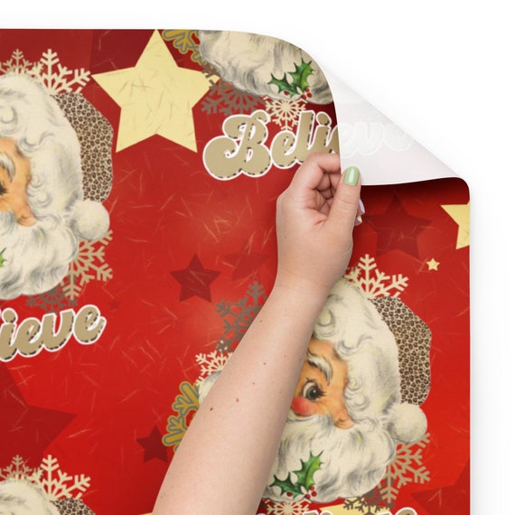 Santa Red Wrapping Paper set of 3 white Matte / 28.7519.75, Christmas  Wrapping Paper Sheets 