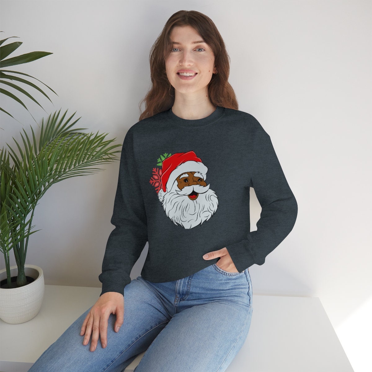 Black Santa Sweater African American Sweatshirt Christmas - Etsy