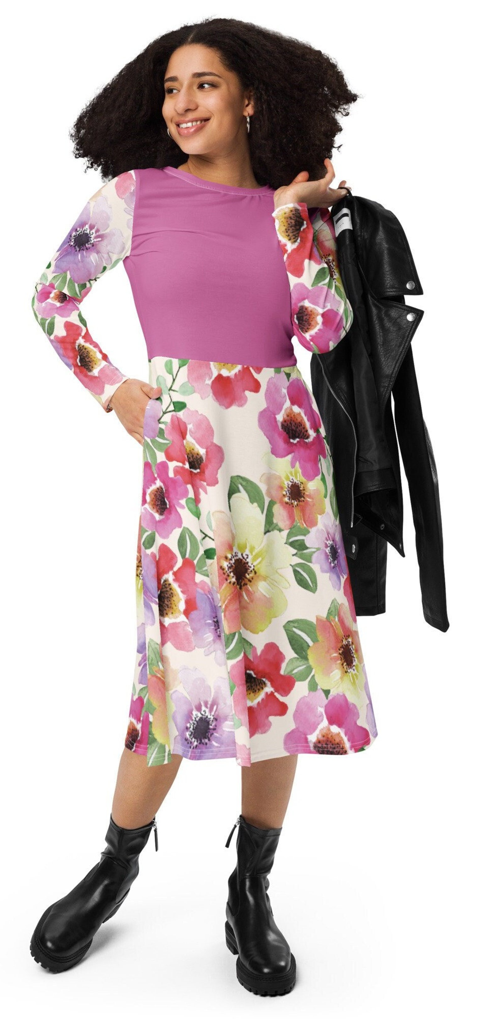 Plus Multi Pink Floral Dress main image 1
