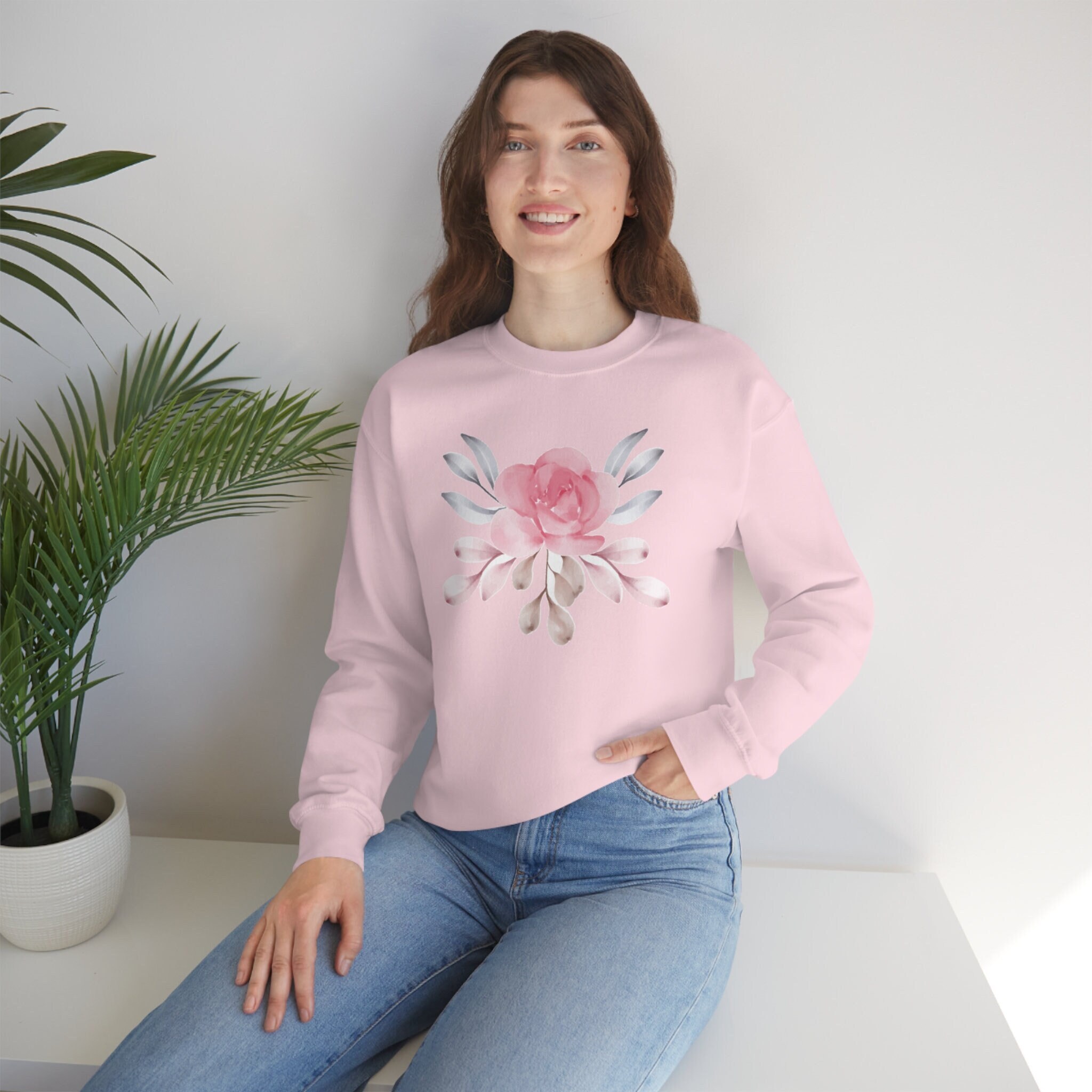 Floral crew best sale neck sweatshirt