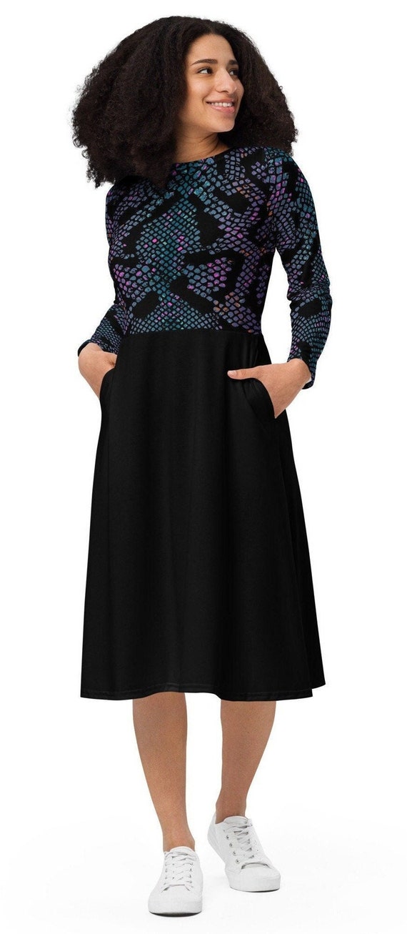 jersey midi dress plus size Thea Divine Jersey Midi Dress - / Black Bosco Print- Size3XS