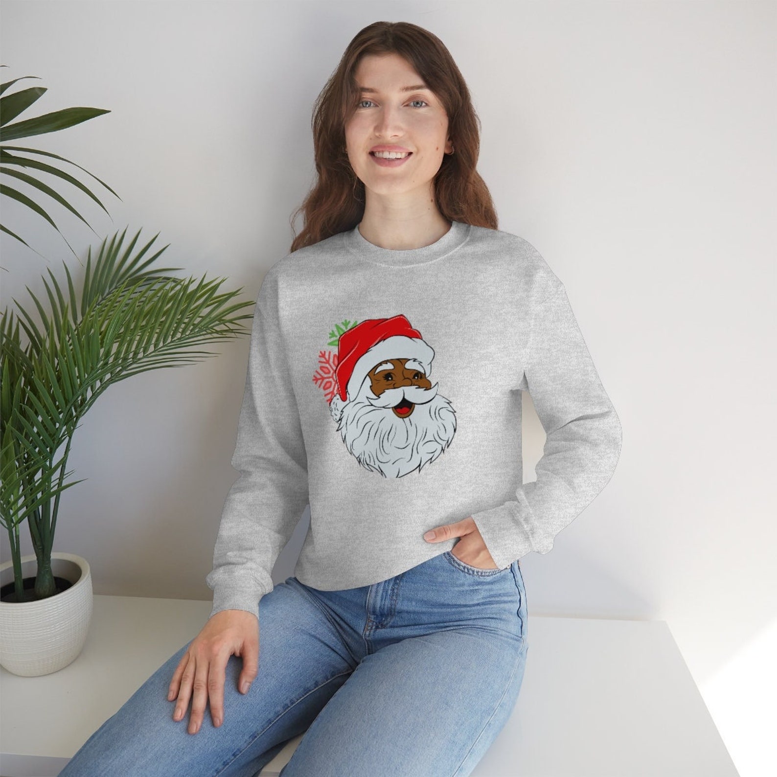 Black Santa Sweater African American Sweatshirt Christmas - Etsy
