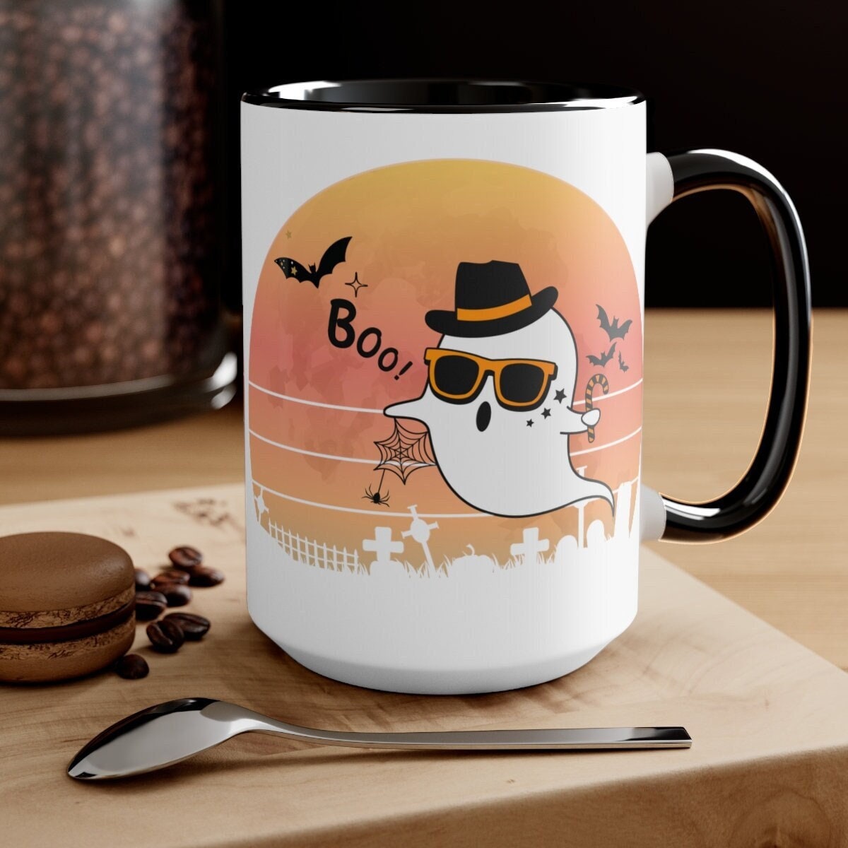 Tazas de café de Halloween de dos tonos, 15 oz
