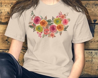 Watercolor Floral T-shirt, Asthetic Floral Roses Shirt