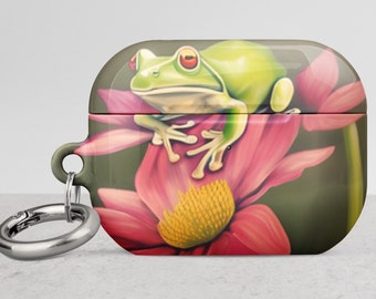Frosch Airpods Hülle im Cottagecore Style mit Karabiner