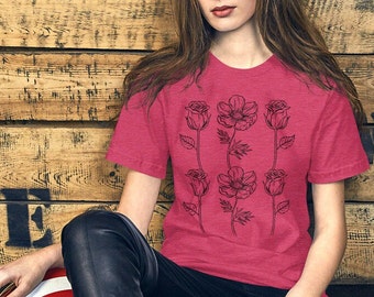 Floral Rose T-Shirt: Nature Lover Graphic Tee