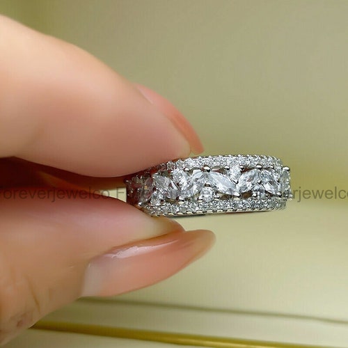 3.1 Ct Marquise Cut Diamond Band, 14K White Gold, Leaf Shape Wedding shops Band, Gorgeous Evening Party Wear Ring, Gift's For Special Occasion