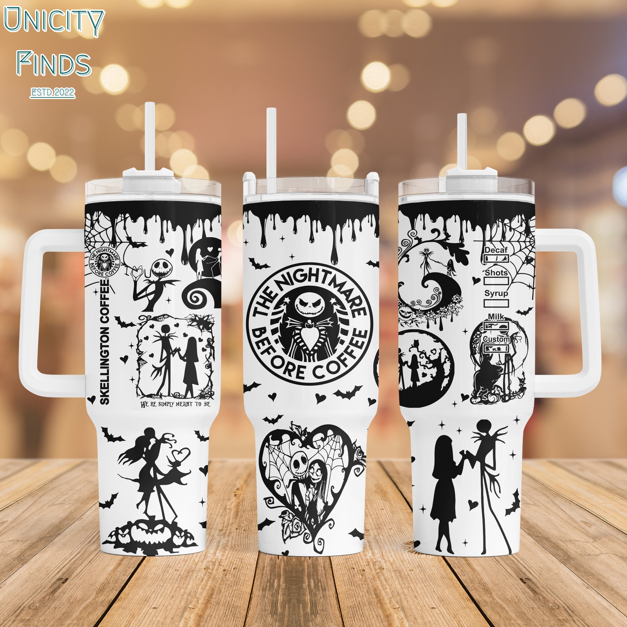 Nightmare Before Coffee Tumbler 30 Oz Skinny, Halloween Full Tumbler  Wrap,jack Skellington Tumbler Sublimation Designs Png,digital Downloads 