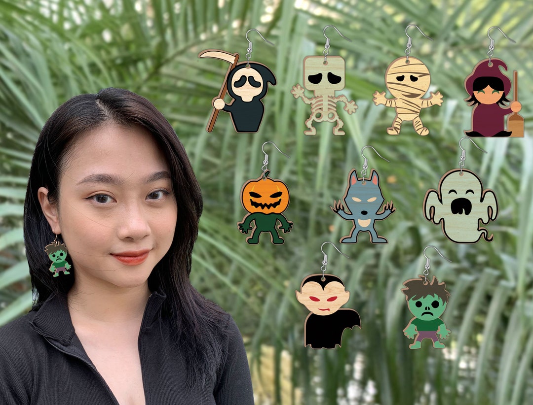 Cute Baby Halloween Earrings Svg Bundle Earrings Laser Cut Etsy