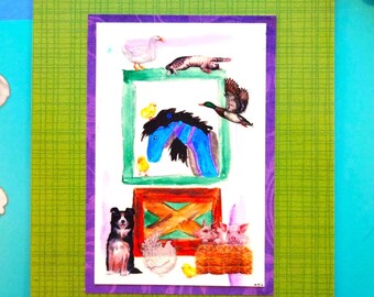 Farm Animal Art: Kids Bedroom Art, Horse Baby Gift, Handmade Horse Art