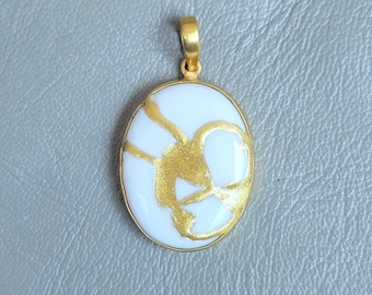 KINTSUGI NECKLACE OPAL Jewelry Handmade Birthstone Necklace Initial Gift For her Anniversary  Necklace Engraved