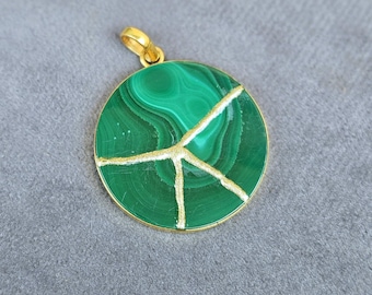 MALACHITE NECKLACE KINTSUGI Art Wabi Sabi Japanese Jewelry Handmade Birthday Gift For Her Birthstone Necklace